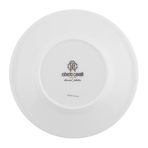 Set of six Roberto Cavalli Home dinner plates, from the Python (Black) collection
