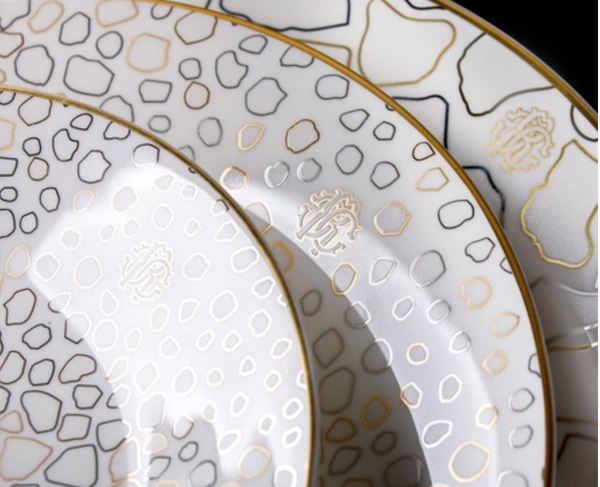 Set of six Roberto Cavalli Home coffee cups, from the Giraffa collection