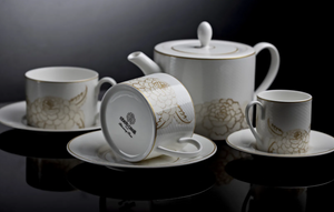 Set of six Roberto Cavalli Home tea cups from the Blooming Roses collection