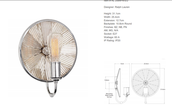 Ralph Lauren Home Rivington Small wall lamp