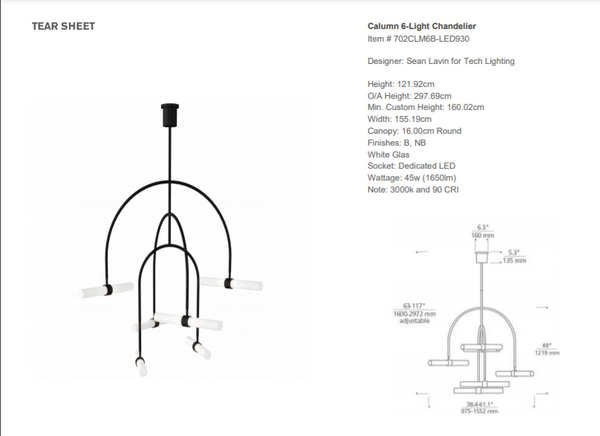 Żyrandol Sean Lavin Calumn 6 marki Visual Comfort