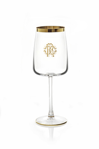 Roberto Cavalli Home crystal wine glass, from the Monogram Gold collection