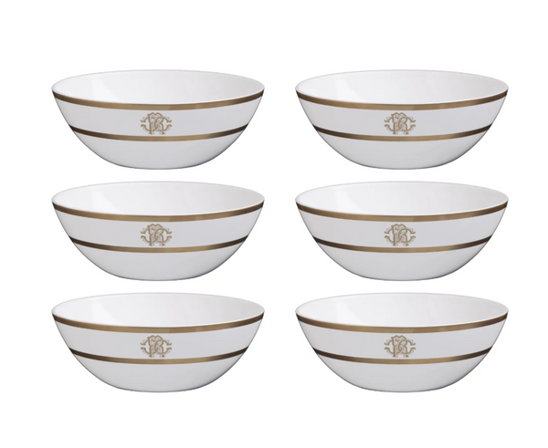 Set of six Roberto Cavalli Home soup bowls from the Silk Gold collection
