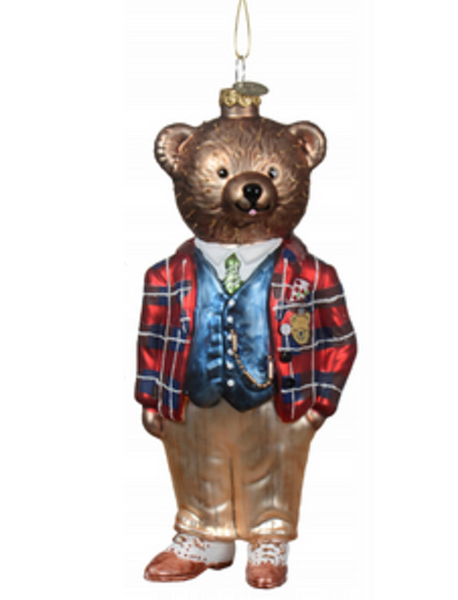 Christmas ornament - Teddy bear in a red checked jacket