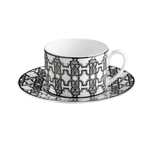 Zestaw sześciu filiżanek do herbaty Roberto Cavalli Home, z kolekcji Monogram Black
