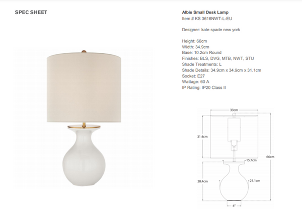 Lampa stołowa Kate Spade New York Albie marki Visual Comfort