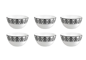 Set of six Roberto Cavalli Home rice bowls from the Monogram Black collection