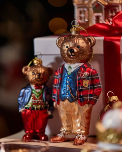 Christmas ornament - Mr. Bear in a blue jacket