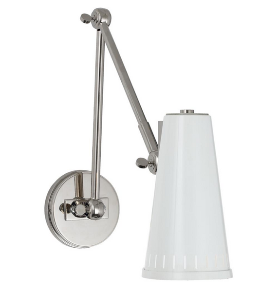 Antonio adjustable double arm wall lamp designed by Thomas O'Brien