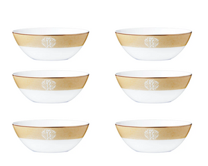 Set of six Roberto Cavalli Home soup bowls from the Lizzard Gold collection