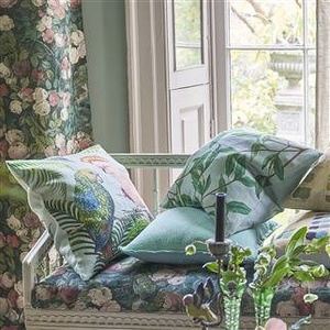 Designers Guild Parrot and Palm Azure decorative pillow
