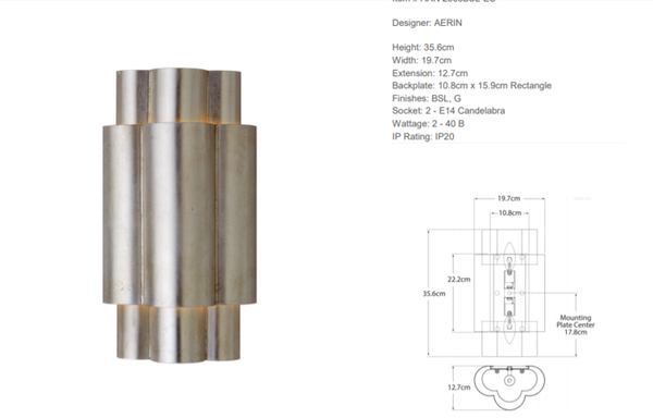 Aerin Arabelle wall lamp by Visual Comfort