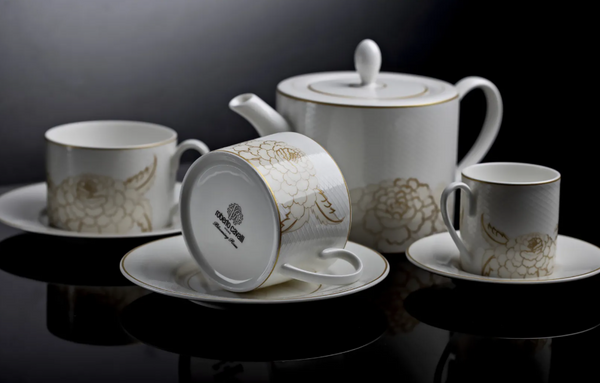 Set of six Roberto Cavalli Home tea cups from the Blooming Roses collection