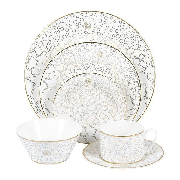 Set of six Roberto Cavalli Home rice bowls, from the Giraffa collection