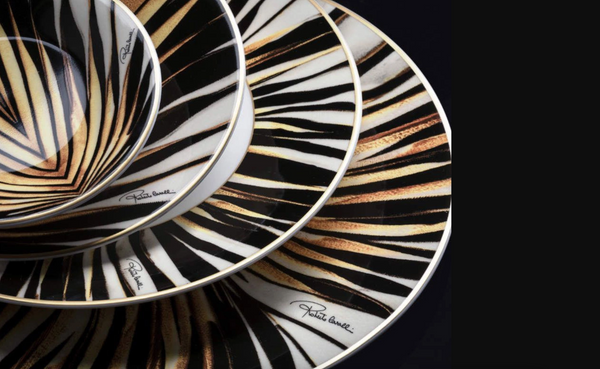 Zestaw sześciu talerzy do zupy Roberto Cavalli Home, z kolekcji Ray of Gold