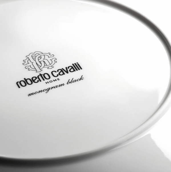 Set of six Roberto Cavalli Home tea cups from the Monogram Black collection