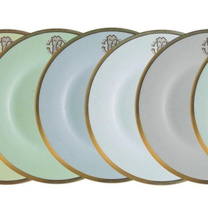 Set of six Roberto Cavalli Home bread plates, from the Lizzard (Sunrise) collection