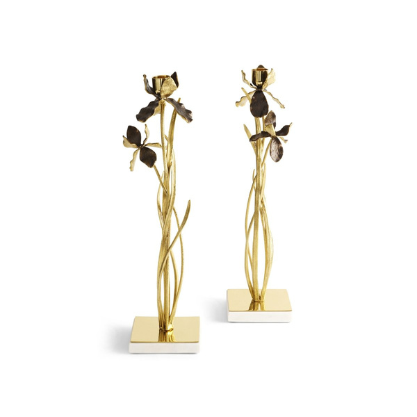 Set of two candle holders by Michael Aram, from the Black Iris collection