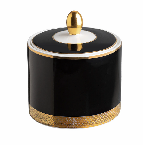 Roberto Cavalli Home porcelain sugar bowl, from the Python Black collection