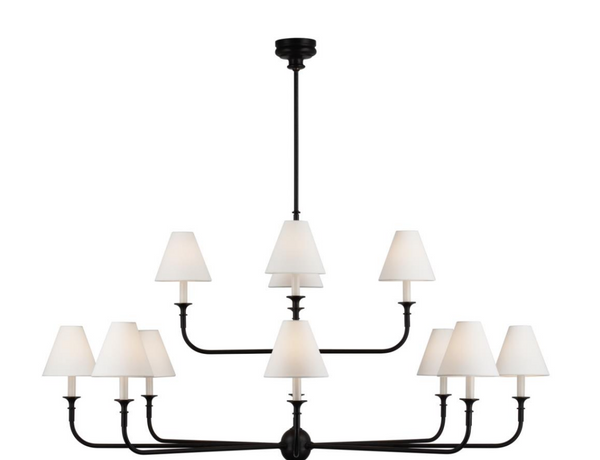 Piaf Grande Two-Tier chandelier designed by Thomas O'Brien Bryant Large Billiard pendant lamp by Thomas O'Brien by Visual Comfort