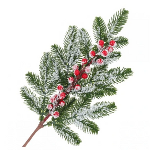 Christmas decoration - a snow-covered branch with red fruit