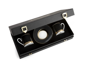 Zestaw dwóch filiżanek do kawy Roberto Cavalli Home, z kolekcji Python Black