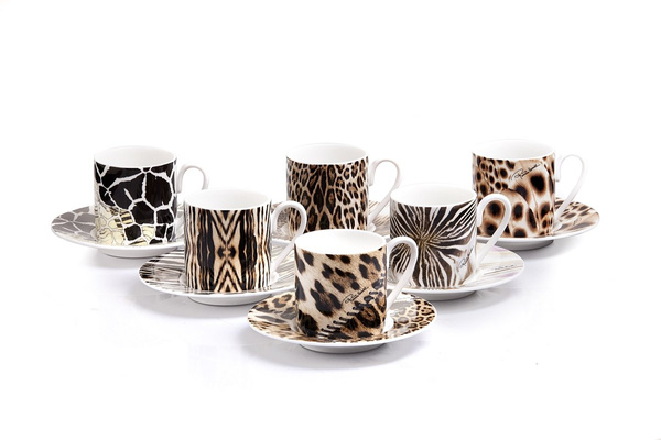 Set of six Roberto Cavalli Home coffee cups, from the Africa collection