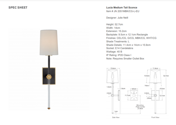 Julie Neill Lucia Medium wall lamp