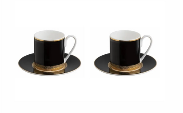 Zestaw dwóch filiżanek do kawy Roberto Cavalli Home, z kolekcji Python Black