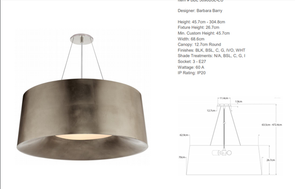 Barbara Barry Halo Medium Pendant Lamp Visual Comfort brand