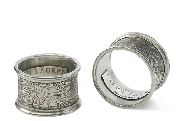 Set of two Ralph Lauren Home napkin rings, Aidan