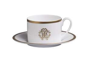 Set of six Roberto Cavalli Home tea cups from the Silk Gold collection