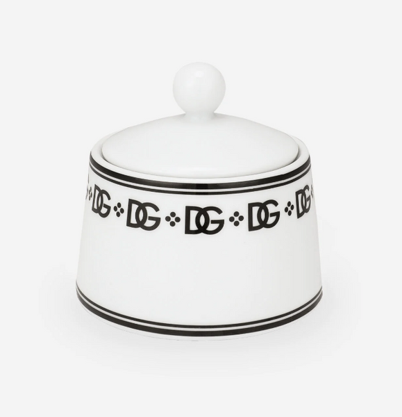 Cukiernica porcelanowa marki Dolce&Gabbana, z kolekcji DG Logo