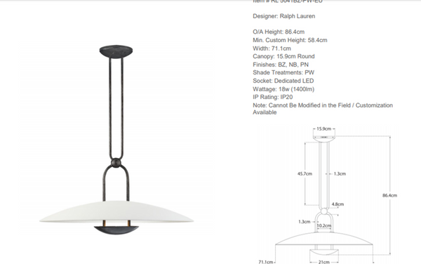 Lampa wisząca Ralph Lauren Home Cara Medium