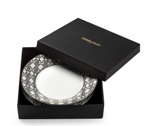 Set of six Roberto Cavalli Home soup plates from the Monogram Black collection