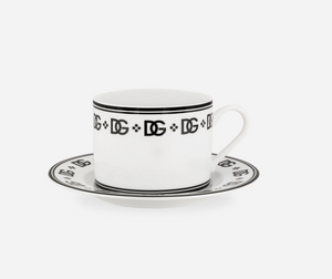 Set of two porcelain cappuccino cups and saucers Dolce&Gabbana, DG Logo