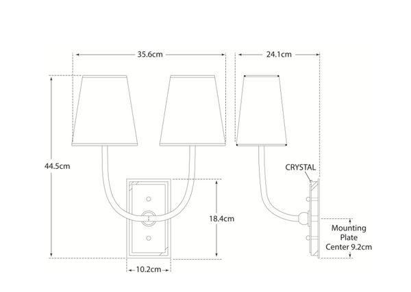 Hulton Double wall lamp by Thomas O'Brien