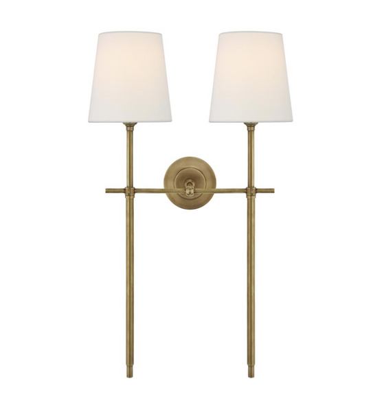 Thomas O'Brien Bryant Large Double wall lamp linen by Visual Comfort