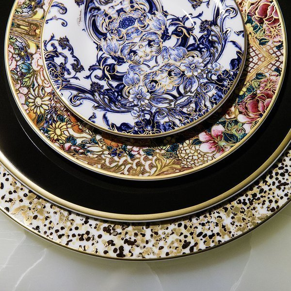 Zestaw sześciu talerzy obiadowych Roberto Cavalli Home, z kolekcji Azulejos