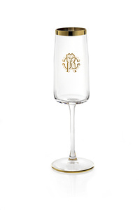 Roberto Cavalli Home crystal champagne glass, from the Monogram Gold collection
