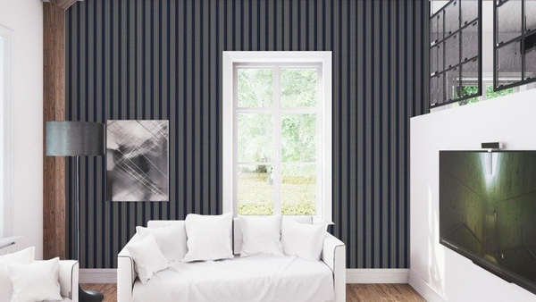 Ralph Lauren Home Palatine Stripe-Midnight Wallpaper