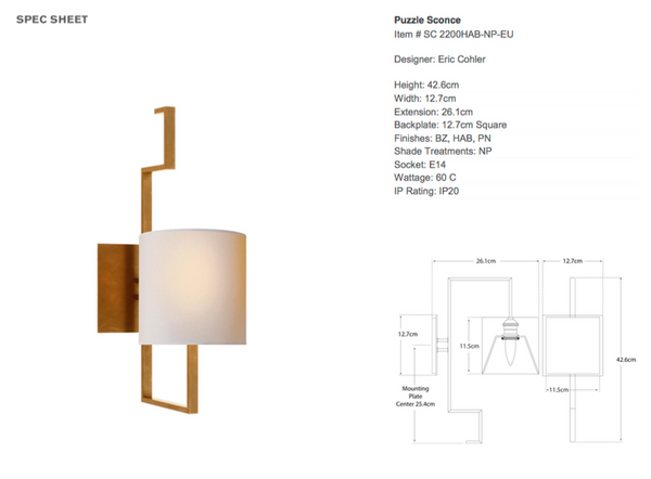 Eric Cohler Puzzle wall lamp