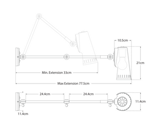 Antonio adjustable double arm wall lamp designed by Thomas O'Brien