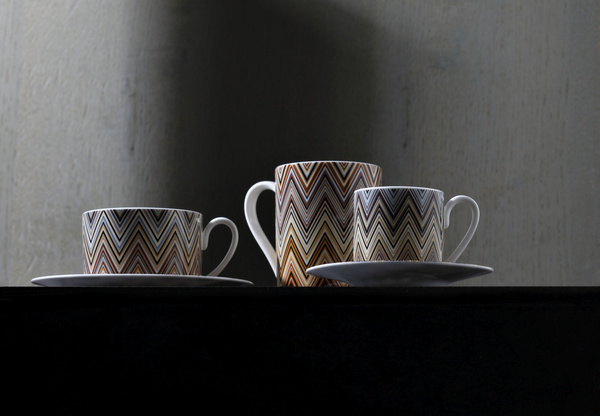 Set of two Missoni Home tea cups, from the Zig Zag Jarris 148 collection