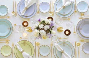 Set of six dessert plates by Roberto Cavalli Home, from the Lizzard (Sunrise) collection