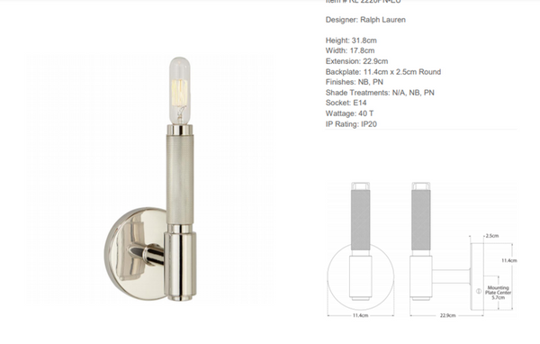 Ralph Lauren Home Barrett Small wall lamp