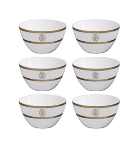 Set of six Roberto Cavalli Home rice bowls from the Silk Gold collection