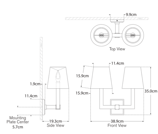 Square Tube Double wall lamp by Chapman & Myers by Visual Comfort