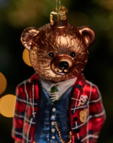 Christmas ornament - Teddy bear in a red checked jacket
