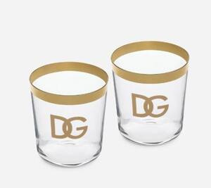 Set of two Dolce & Gabbana drinking glasses, DG Logo